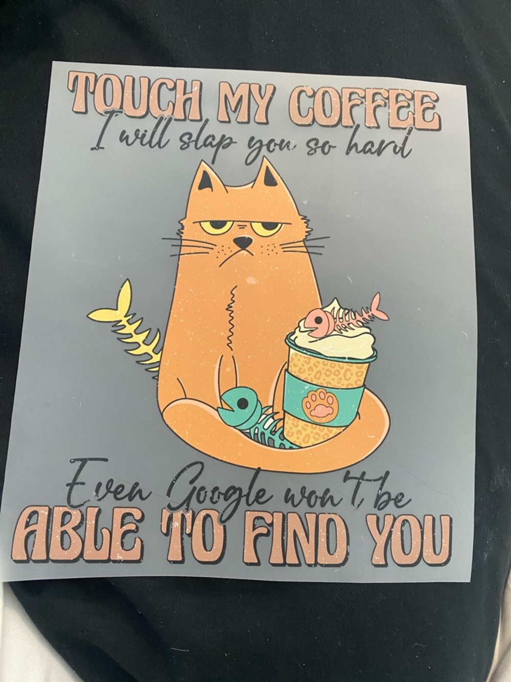 Humorous Cat Iron- on  Heat Transfer Design - Orange Cat Design